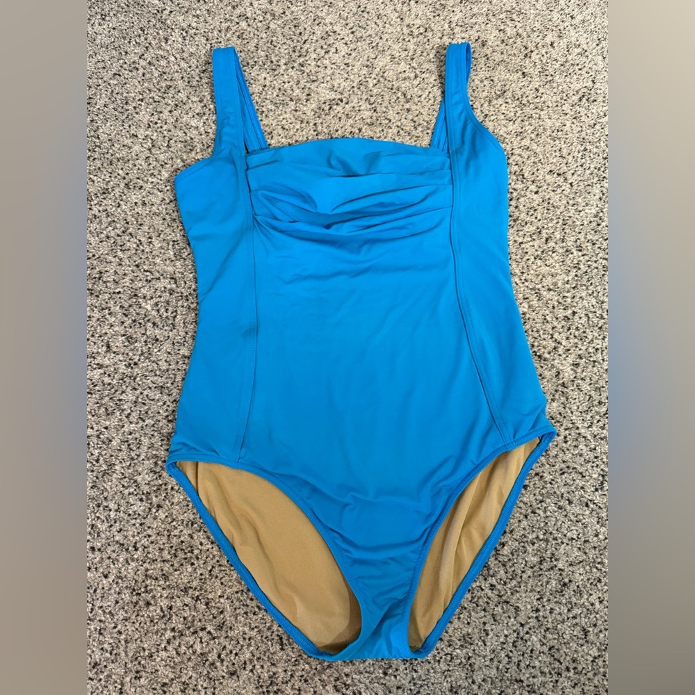 Women’s Calvin Klein Turquoise One-Piece Ruched Bra Swimsuit Bathing Suit 14